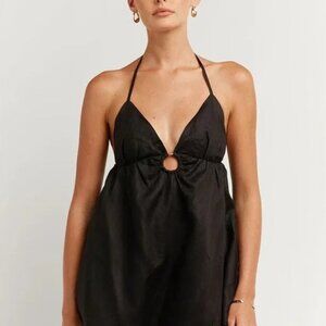 NWT DISSH Ellen Black Halter Linen Tank Top SIZE 8